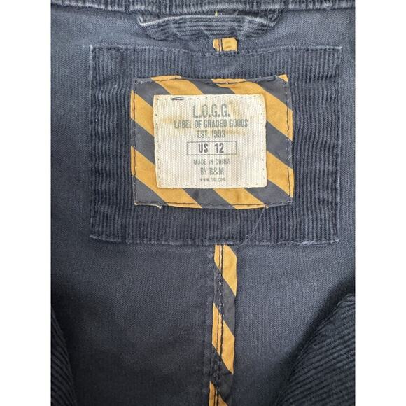 Grunge Corduroy Blazer Cinched Waist Women's Size 12 Navy Blue Dark Academia - Picture 6 of 7